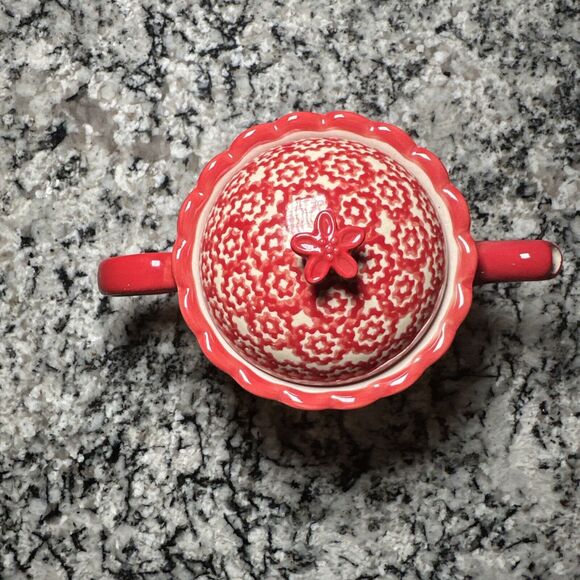 Temptations OLD WORLD Cranberry Red TEA POT 1 Cup of Kindness Stoneware - Picture 5 of 11